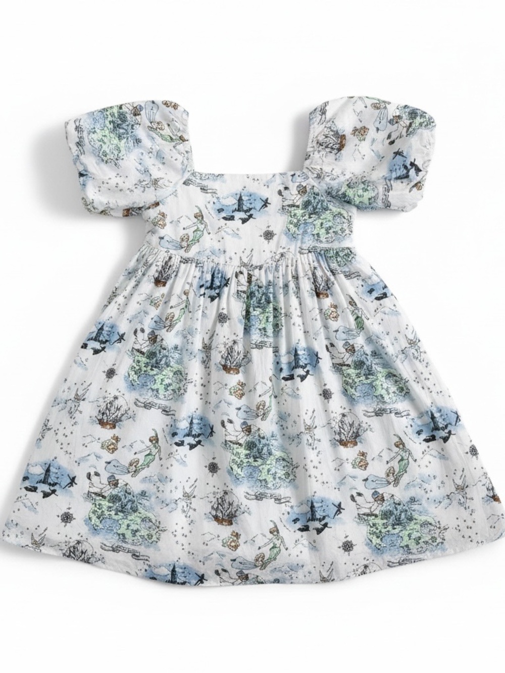 Janie and Jack White Puff-Sleeve Disney Peter Pan Dress